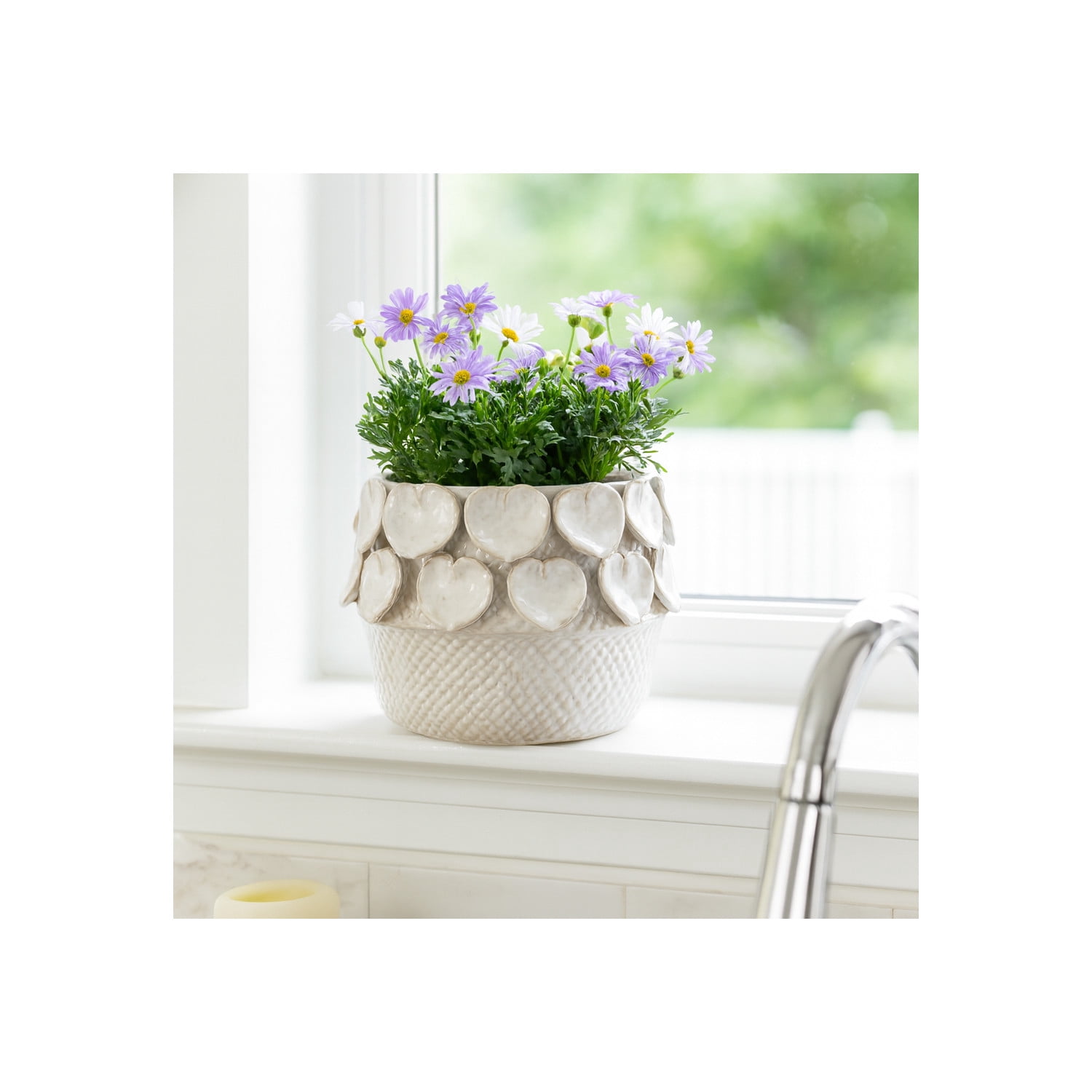 Flower Pots For Home Decor - Elegant Garden Planters And Plant Pots - Stylish Pots For Plants And Planters For Outdoor Plants - Perfect For Indoor Plants or Plant Stand Indoor Accent - 8", Ivory