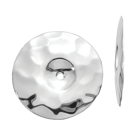 Primal Gold 14 Karat White Gold Polished Hammered Disc Earring Jackets