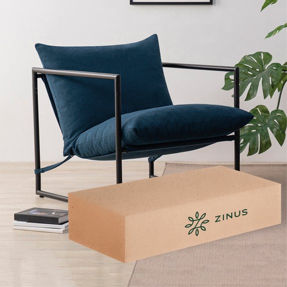 Silla de Metal Zinus Aidan con Cojines de Memory Foam Color Azul Marino