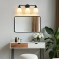 thumbnail image 2 of Bathroom Vanity Light Fixtures 3 Lights Modern Bathroom Lighting Fixtures Over Mirror with Frosted Milky Glass Shade Black Wall Sconce for Bath Bedroom, 2 of 9