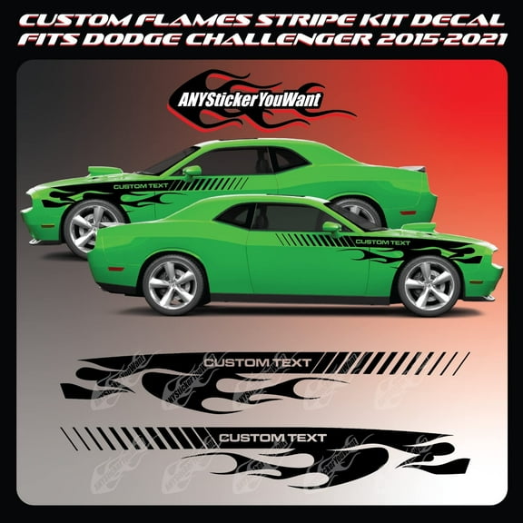 ANYStickerYouWant - Custom Flames Stripe Kit Vinyl Decal Fits on and Compatible with Dodge Challenger 2015-2021