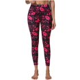 thumbnail image 2 of LEBONYARD Women's High-Rise Ankle Knit Leggings,Women's Fashion Printed Yoga Pants High Stretch Sports Fitness Pants Red L, 2 of 6
