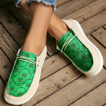 

MIARHB Christmas Grinch Shoes Christmas Shoes for Women Soft Plush Canvas Winter Shoes Comfy Bedroom Christmas Grinch Shoes Suitable Indoor Outdoor 39