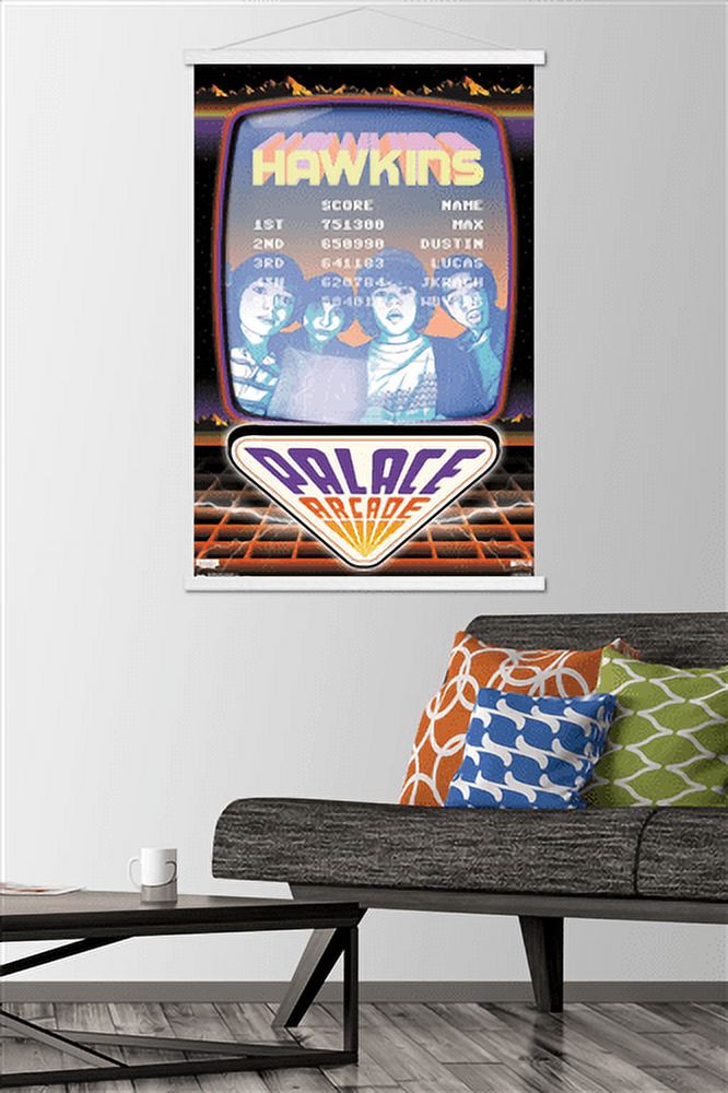 Netflix Stranger Things: Season 2 - Palace Arcade Wall Poster with Wooden Magnetic Frame, 22.375" x 34"