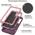 thumbnail image 3 of LAICAIW for Galaxy S21 FE 5G Case Shockproof Rugged Full Body Protection Heavy Duty Dust/Drop Proof 3-Layer Durable Cover Case for Samsung Galaxy S21 FE 5G 2022, Purple/Pink, 3 of 7