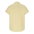 thumbnail image 3 of WREESH Men's Summer Casual Cotton Linen Solid Turn-Down Collar Short Sleeve Button Down Shirt Hawaii Shirt Yellow, 3 of 6