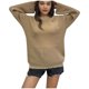 thumbnail image 2 of Suéter de cuello redondo para mujer, informal, con cuello redondo, bolsillo, color liso, manga larga, suelto, suéter de cuello redondo para mujer, top acrílico para mujer, 2 of 3