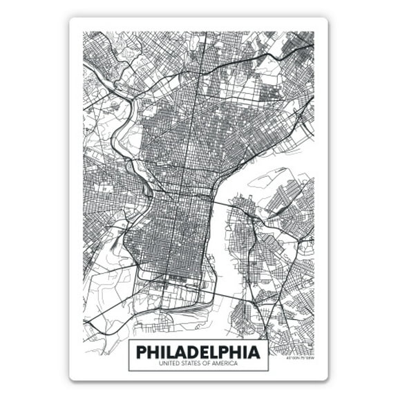 Philadelphia Street Map - 4" Vinyl Sticker - For Car Laptop Water Bottle Phone - Waterproof Decal