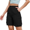 thumbnail image 4 of Pantalones Cortos de Cintura Alta para las Mujeres Casual Cordón de Color Sólido de Cinco Piezas, Pantalones de Cintura Alta de Poliéster 100%, Lavado a Mano Primavera Verano, 4 of 6