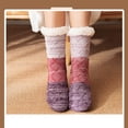 thumbnail image 2 of HAiming Women's Fuzzy Slipper Socks Winter Warm Thick Fleece Lined Cozy Soft Color Block Christmas Home Grips Socks, 2 of 4