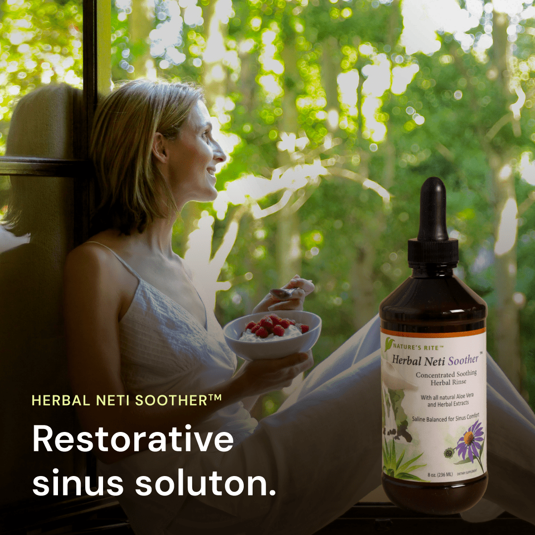 Nature’s Rite Herbal Neti Soother, 8oz Nasal Rinse Concentrate with Aloe Vera & Herbal Extracts, Saline-Balanced Formula