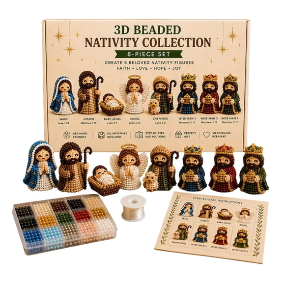Beaded Nativity Scene Kit 8 Pieces Glass Bead Christmas Nativity Figures Diy Handmade Set For Adult Beginner Religious