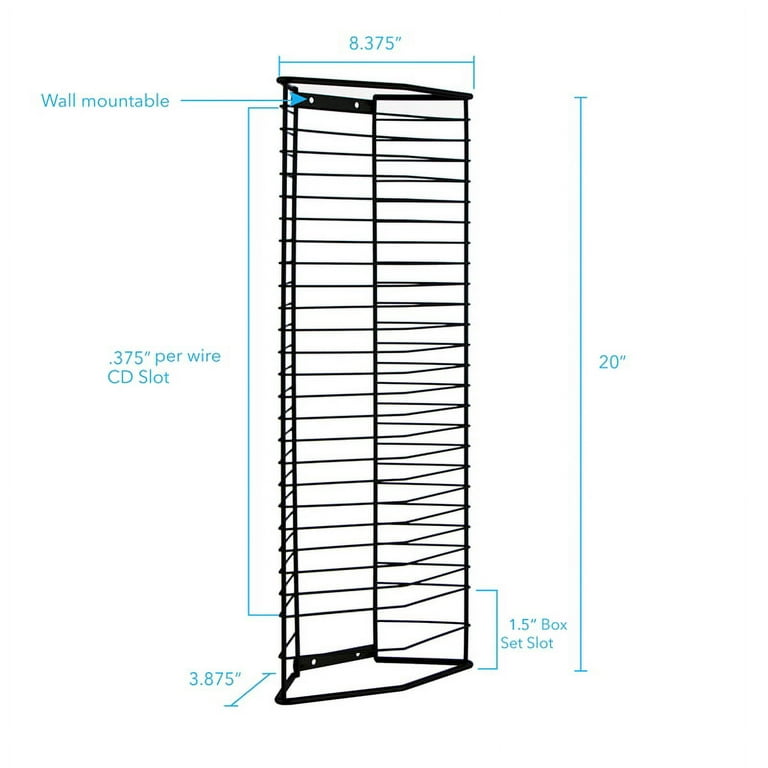 UrbanPro Heavy-Gauge Wire 35 CD Holder Wire Tower in Black Finish