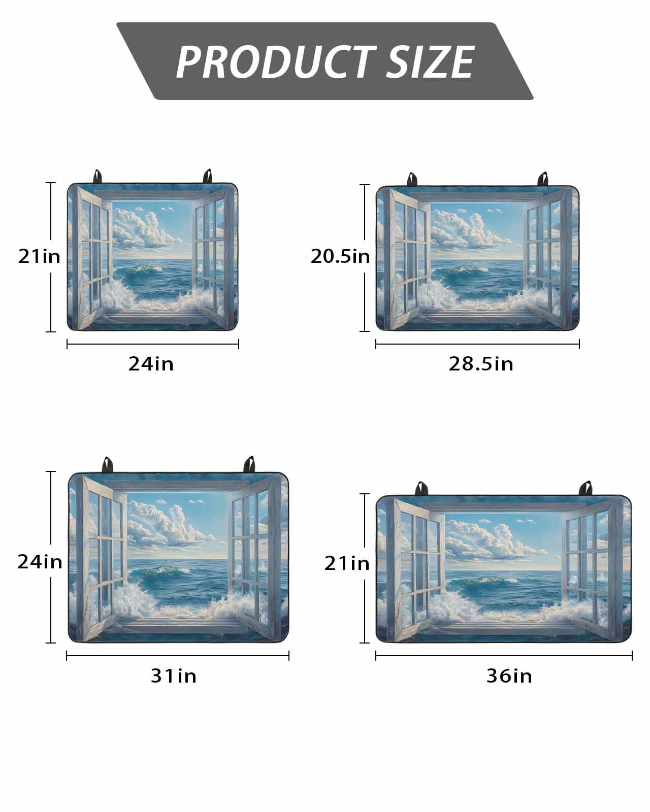 Stove Top Covers for Electric Stove, Coastal Glass Stovetop Cover Protector, Window Nautical Beach Blue Seaside Induction Cooktop Protector Oven Mat for Kitchen Countertop 24"x21"