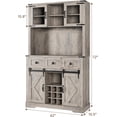 thumbnail image 2 of Homhougo Farmhouse Coffee Bar Cabinet with Storage,72" Tall Buffet Cabinet with Sliding Barn Door and 3 Drawers,Liquor Cabinet with 9 Wine & Glasses Rack,Pantry Cabinet for Kitchen,Dining Room,Grey, 2 of 5