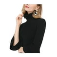 thumbnail image 6 of INSPIRE CHIC Women's Turtle Neck 3/4 Ruffle Sleeves Pullover Slim Rib Knit Sweater XL Black, 6 of 8
