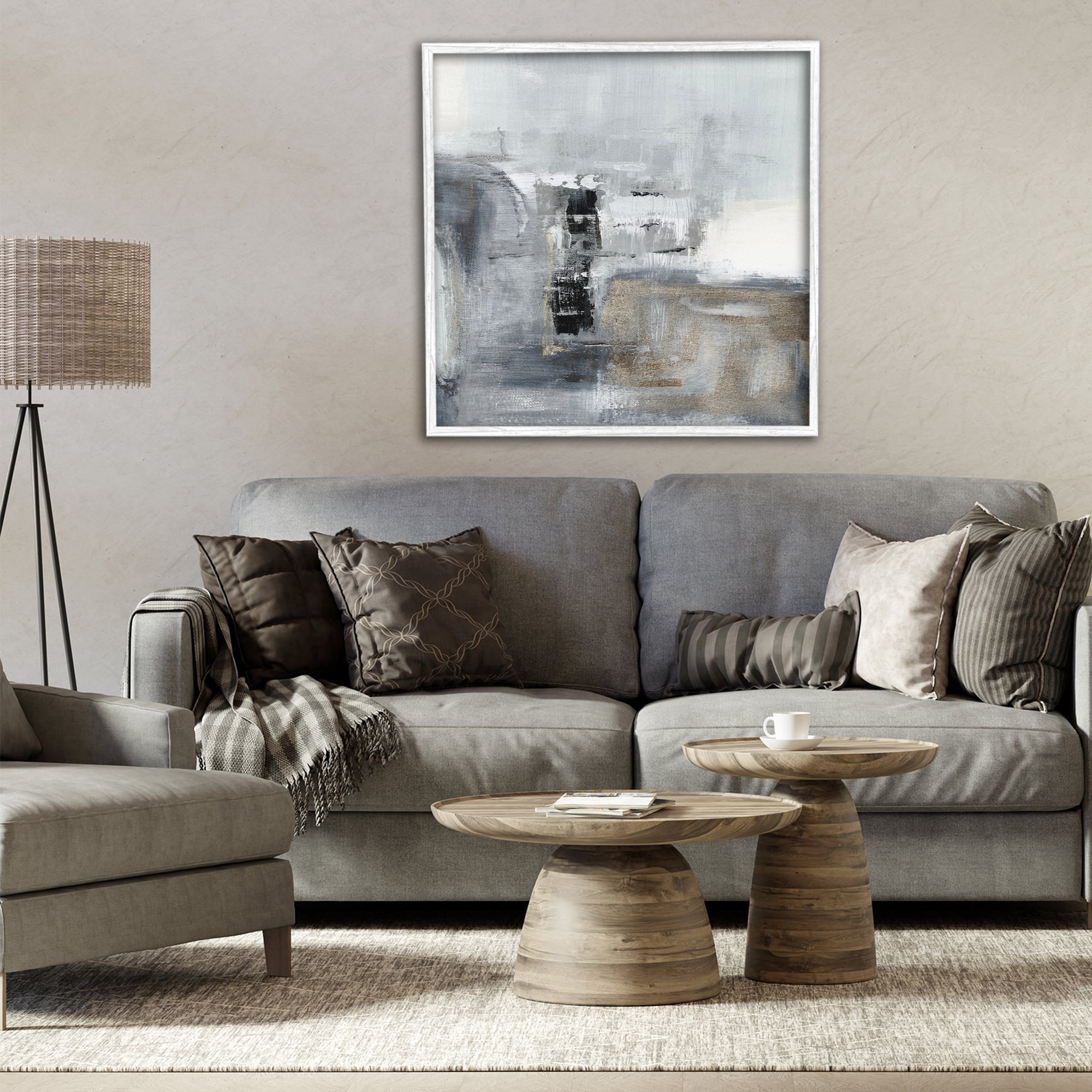 Stupell Industries Still Waters Monochrome Abstraction White Framed Giclee Art, design by Susan Jill