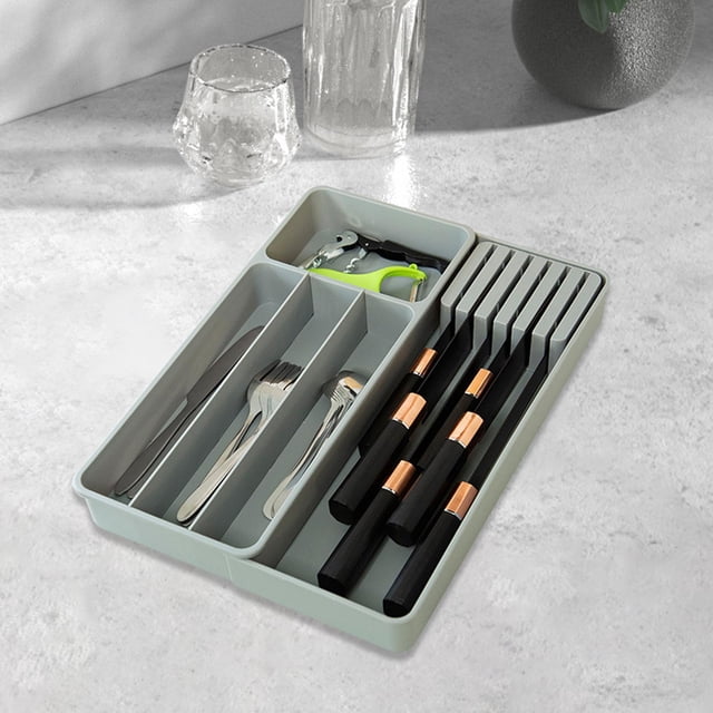 Organizador de cubiertos, bandeja para cubiertos, organización de almacenamiento de cajones de vajilla, práctico, organizador de cubiertos, soporte