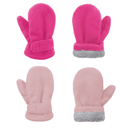 

American Trends Toddler Mittens Unisex Fleece Lined Gloves Baby Winter Warm Mittens for Kids Boys and Girls -2 Pairs Pack XL Rose Red & Pink