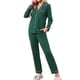 thumbnail image 2 of Conjunto de pijamas para mujer INSPIRE CHIC de manga larga, con botones, cuello de muesca, ropa de casa y pantalones con cordón y bolsillos M Verde Oscuro, 2 of 6