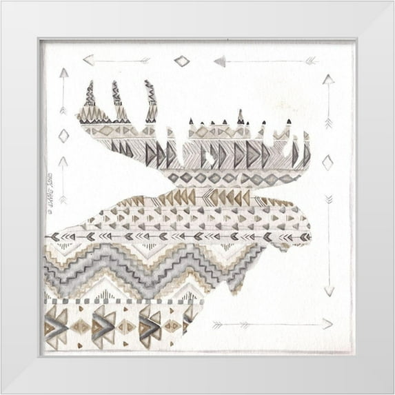 Shamp, Cindy 15x15 White Modern Wood Framed Museum Art Print Titled - Patterned Moose
