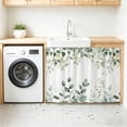 thumbnail image 3 of Teal Eucalyptus Leaves Sink Skirt 11"W x 13"L,Dustproof Under Sink Curtain Skirt for Bathroom Kitchen,Summer Botanical Spring Weeping Adhesive Short Curtain Vanity Cover for Laundry Closet Shoe Rack, 3 of 8