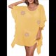 thumbnail image 1 of Traje de Baño de Playa Holgado y con Volantes de Color Liso para Mujer Amarillo Talla Única, 1 of 8