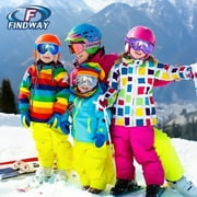 Kids Snowboard Goggles, Findway Kids Ski Goggles for Boys Girls Toddler Age 3-10, White Frame Silver Lens