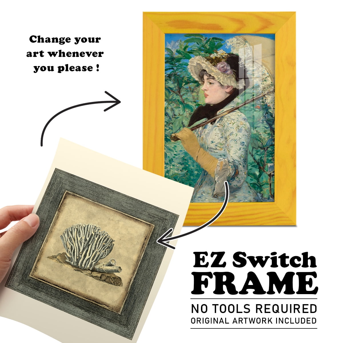 Mini Exotic Coral IX (U) - Framed Print w/glass - Sunflower Yellow