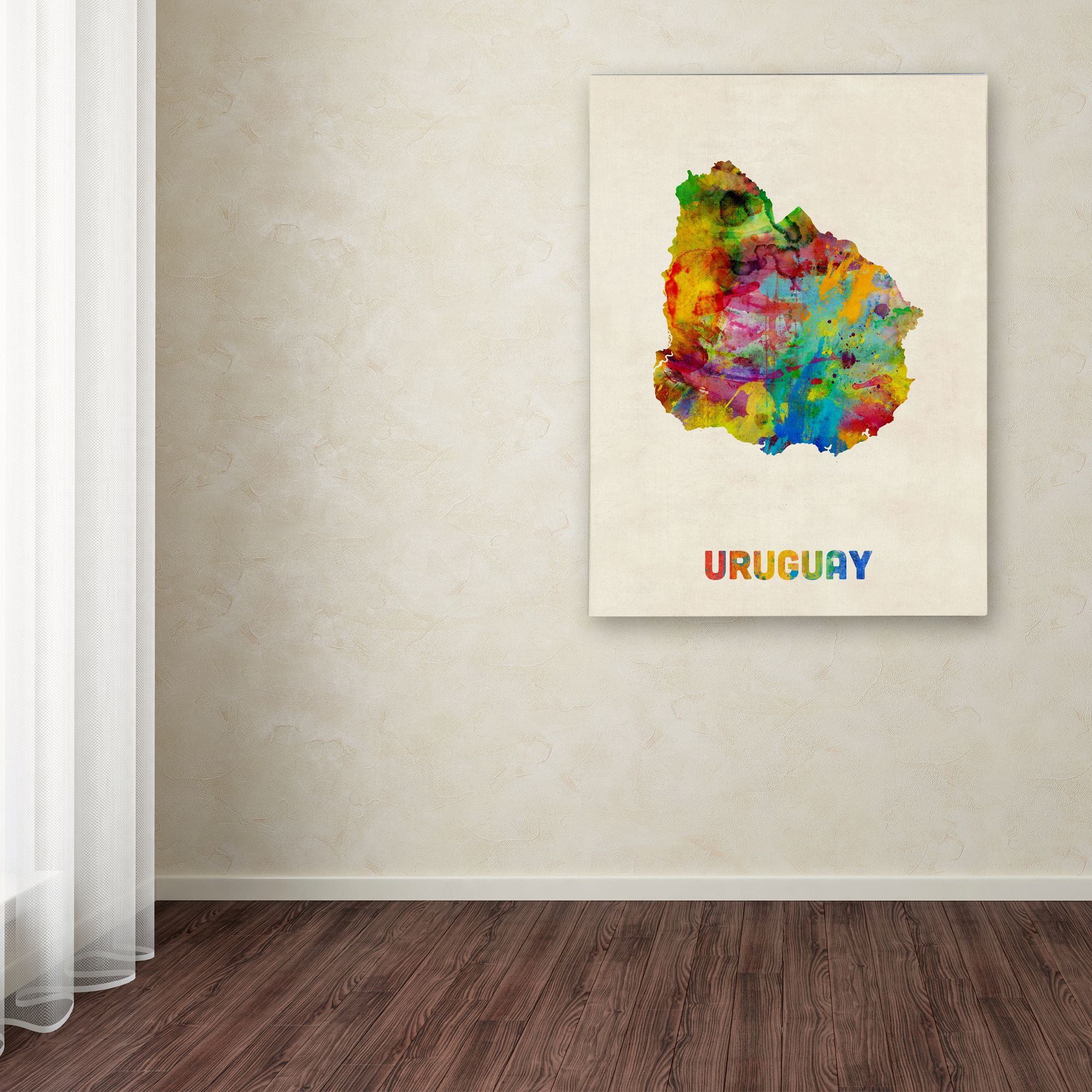 Trademark Fine Art "Uruguay Watercolor Map" Canvas Art by Michael Tompsett