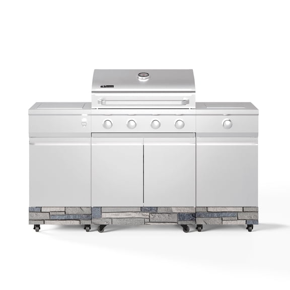 TYTUS Fresno 4-Burner Stainless Steel Gas Grill with Side Burner in Shadow Stone