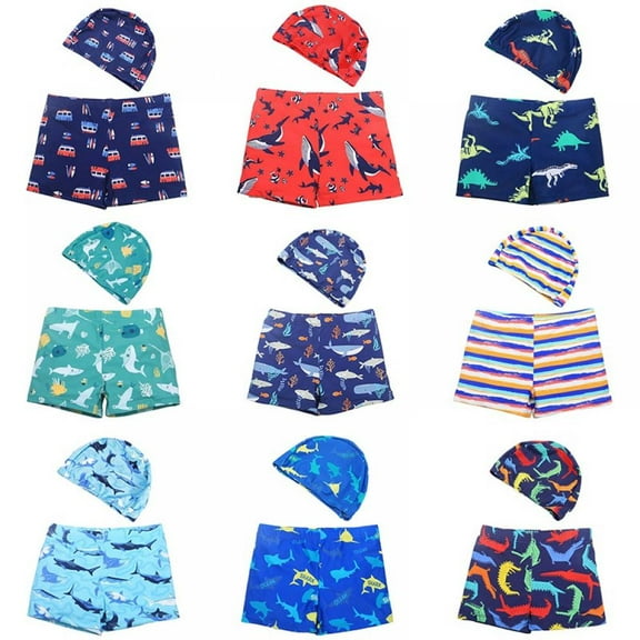 ESHOO Little Boys Swim Trunks, Toddler Boy Beach Shorts Boardshorts Quick Dry Beach Swim Shorts, Big Boys Elastic Drawstring Bathing Suit Swimwear, Size 3-12 Years