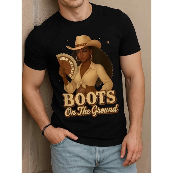 Greenink Boots on the Ground Tee men comfort colors tshirt black 2026 short Spring and summer outdoor loungewear Retro Unisex Shirt Crewneck tshirts