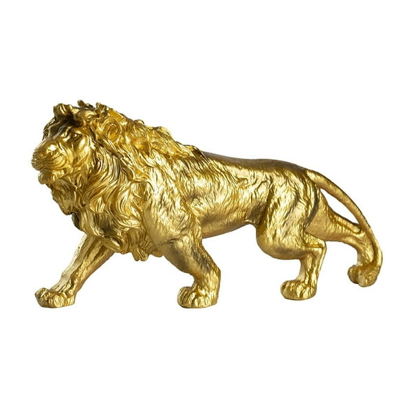 TNSAWRRYOE European-Style Golden Lion Resin Figurine Exquisite Home Decor for Living Room,Office & TV Cabinet (25.5cm/10in Length)
