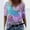Pink, variant on Women's Casual Painting Printed Shirt Landscape Floral Loose Fit Tops Summer V-Neck Short Sleeved Retro T-Shirts