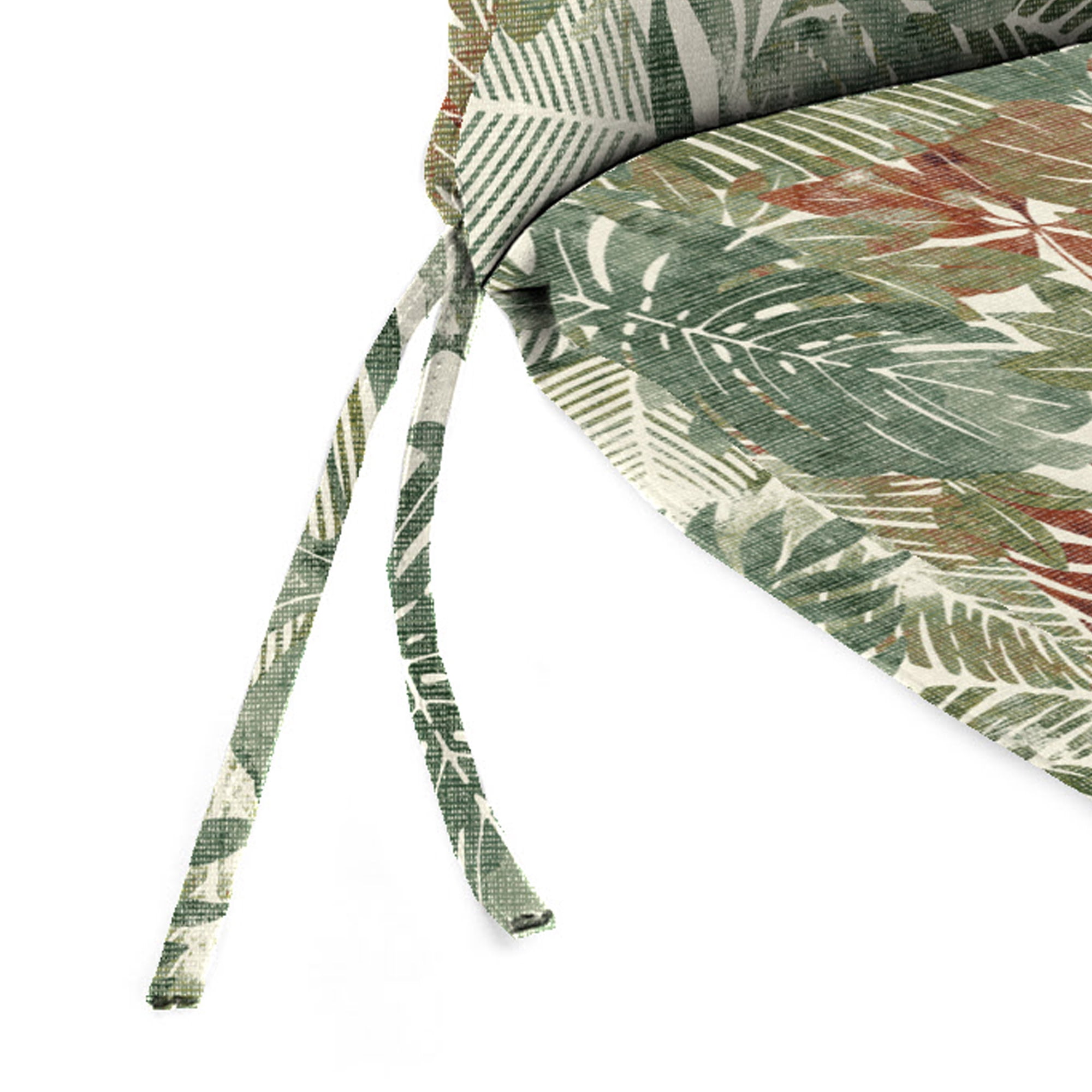 Jordan Manufacturing 43" x 21" Wesley Hedge Cream Leaves Rectangular Outdoor Chair Cushion with Ties and Hanger Loop