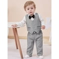 thumbnail image 6 of CARETOO Baby Boy Clothes Set 0-18M Formal Outfits Shirt Waistcoat Pants Bowtie Cotton Fabric 4pcs, 6 of 12