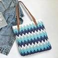 thumbnail image 6 of MMJ Wavy Striped Straw Handbag Summer Beach Tote Woven Shoulder Bag for Vacation Casual Travel 13.39x10.63x3.15in, 6 of 6