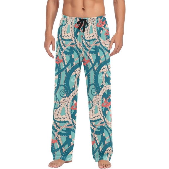 GZHJMY Men's Pajama Pants - Octopus Tentacles, Loose Thin PJs Lounge Sleep Bottoms with Pockets Drawstring, Christmas New Year Birthday Gifts, Large