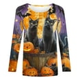 thumbnail image 4 of Jsaierl Halloween Shirts for Women Plus Size Pumpkin Ghost Print Tees Work Crewneck T-shirt Long Sleeve Dressy Casual Blouse Tops Halloween Gifts, 4 of 5