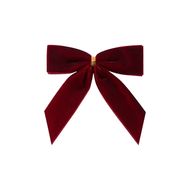 LSLJS Burgundy Small Velvet Christmas Bows for Christmas Tree Wreath Gift Wrap Crafts Wedding Party Bows for Snack Bags Baking Candy Bags Home Decoration