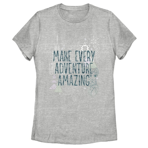 Women's Frozen Amazing Adventure Pattern  Graphic Tee Athletic Heather Medium