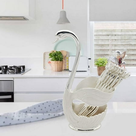 

Flatware Set Storage Silverware Caddy Coffee Spoons Swan Tableware Holder Base