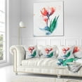 thumbnail image 3 of Designart Red Hand drawn Tulips Sketch - Floral Throw Pillow - 16x16, 3 of 5