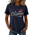 thumbnail image 6 of Frostluinai Christmas Rhinestone Tee Shirts Women Crew Neck Xmas Party Shirt Funny Letter Print Short Sleeve Tshirts S-XXL, 6 of 7