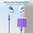 thumbnail image 2 of Fast Charger USB Adapter Charger with 6FT Micro USB Cable Fast Charging Android Charger, Braided Nylon Micro USB Cables for Samsung Galaxy, Android Devices, Purple, 2 of 7
