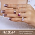 thumbnail image 5 of JeenMata 3.75 Carat April Cubic Zirconia Birthstone Necklace - Dangling Round Cut Necklace Pendant in White Gold Plating for Women, 5 of 7