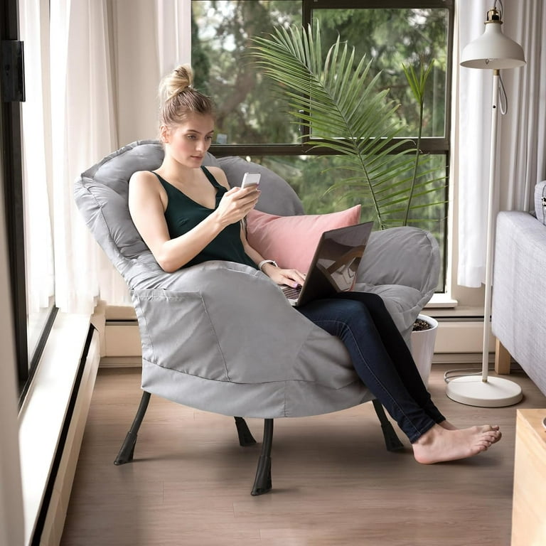 Vitesse Fabric Lazy Chair for Adults Modern Comfortable Soft Sofa Reading Chair for Bedroom Accent Lounge Chair for Living Room Upholstered Single