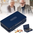 thumbnail image 1 of Double Layer 24 Compartment Weekly Organizer Box Travel Portable Pill Case Moisture Proof Daily Use Blue White, 1 of 9