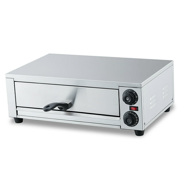 Four à Pizza Électrique en Acier Inoxydable de 16 Pouces – Machine Commerciale de Comptoir pour Pizza avec Double Chauffage, Température Réglable, Grille de Cuisson, Plateau à Miettes Amovible – Réchaud pour la Maison, Restaurant